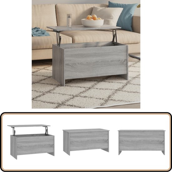 vidaXL Salontafel 102x55,5x40 cm bewerkt hout zwart eikenkleurig