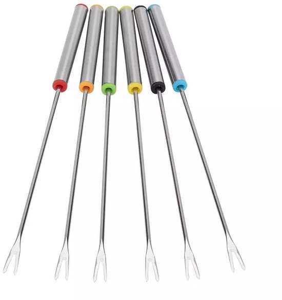 GuDoQi roestvrij stalen fonduevorken, set van 12, roostersticks voor marshmallows, hittebestendige eiken houten handgreep, fruit-, chocolade- en kaasfonteinvorken (60 cm