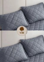 Kussenbeschermer - Kapitone - 2 stuks - Grijs - Kussenbeschermers - 60 x 70 cm - 100% Katoen - Molton - Kussensloop - Kussen Beschermer - kussenbeschermers - Met rits - kussen - molton - Kussenslopen