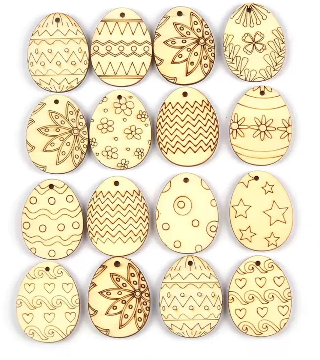 25 stuks kleine houten paaseieren voor decoratie paastakken 4x3 cm