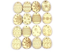 25 stuks kleine houten paaseieren voor decoratie paastakken 4x3 cm