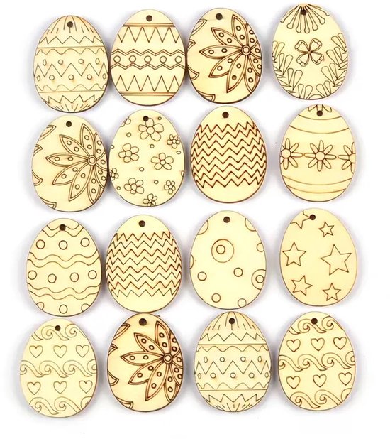 25 stuks kleine houten paaseieren voor decoratie paastakken 4x3 cm