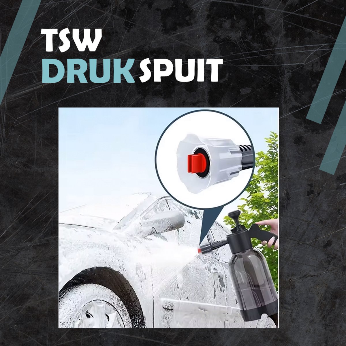 Autoschuimspuit, 2L sneeuwschuimspuit met corrosiebestendige pomp, drukspuitflessen voor reinigen, tuinieren, auto wassen (zwart