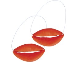 Fiestas Guirca Botox lippen - 2x - rood - met elastiek - duckface mond - nep dikke lippen - verkleedaccessoires
