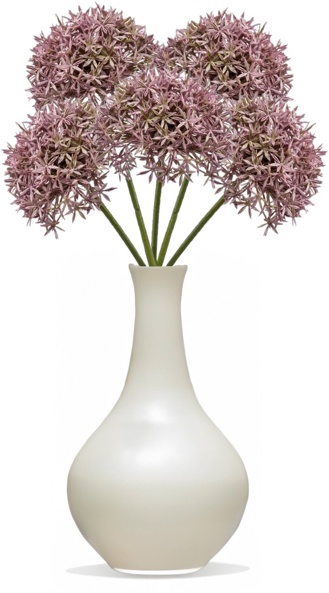 Emerald Allium/Sierui kunstbloem - 6x - losse steel - lila - 62 cm - Natuurlijke uitstraling