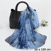 LaGloss® Zijdeachtige Sjaal Bloemen Blauw – Luxe 50x150 cm Dames Sjaal & Mode Accessoire