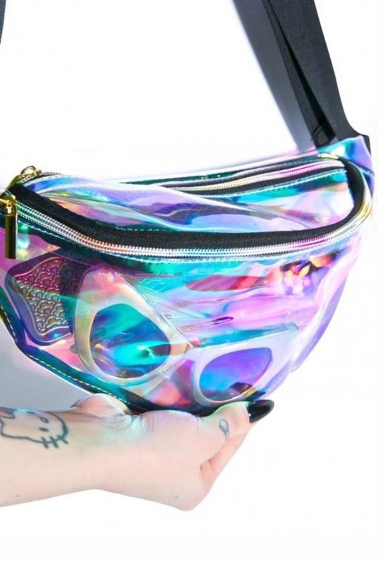 voordeel Nylon diepgaand Grote iridescent heuptas transparant holografisch - heuptasje tasje fanny  pack... | bol.com
