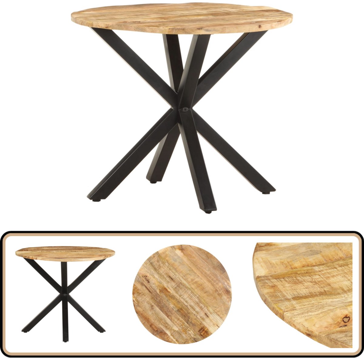 vidaXL Bijzettafel - 68x68x56 - cm - massief - mangohout Bruin