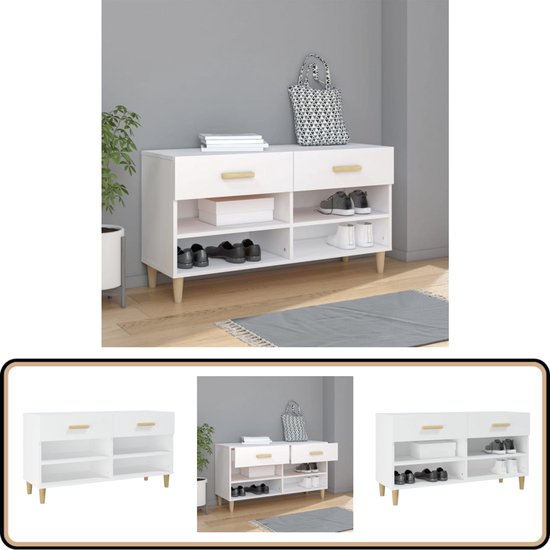 vidaXL Schoenenkast 102x35x55 cm bewerkt hout zwart