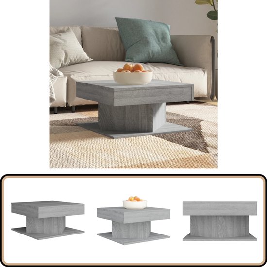 Sonoma grijze infinity LED salontafel 70x50x38 cm