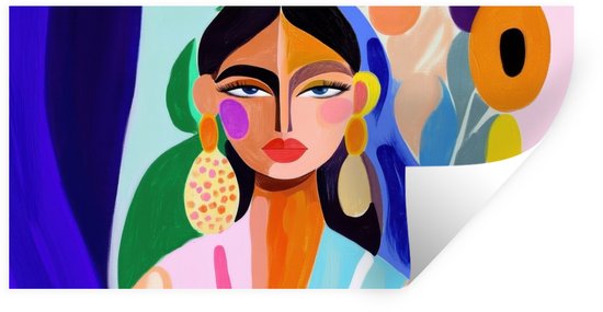 Stickers muraux - Film autocollant - Portrait - Femme - Moderne - 120x60 cm - Film adhésif - Stickers muraux chambre enfant - Papier peint autocollant - Papier peint autocollant - Film autocollant