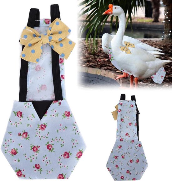 Couche Lavable Réutilisable et Ajustable pour Animaux de Compagnie Kip et Canard - Idéale pour Oies et Poules - Motif Fleur Bleue - Taille S