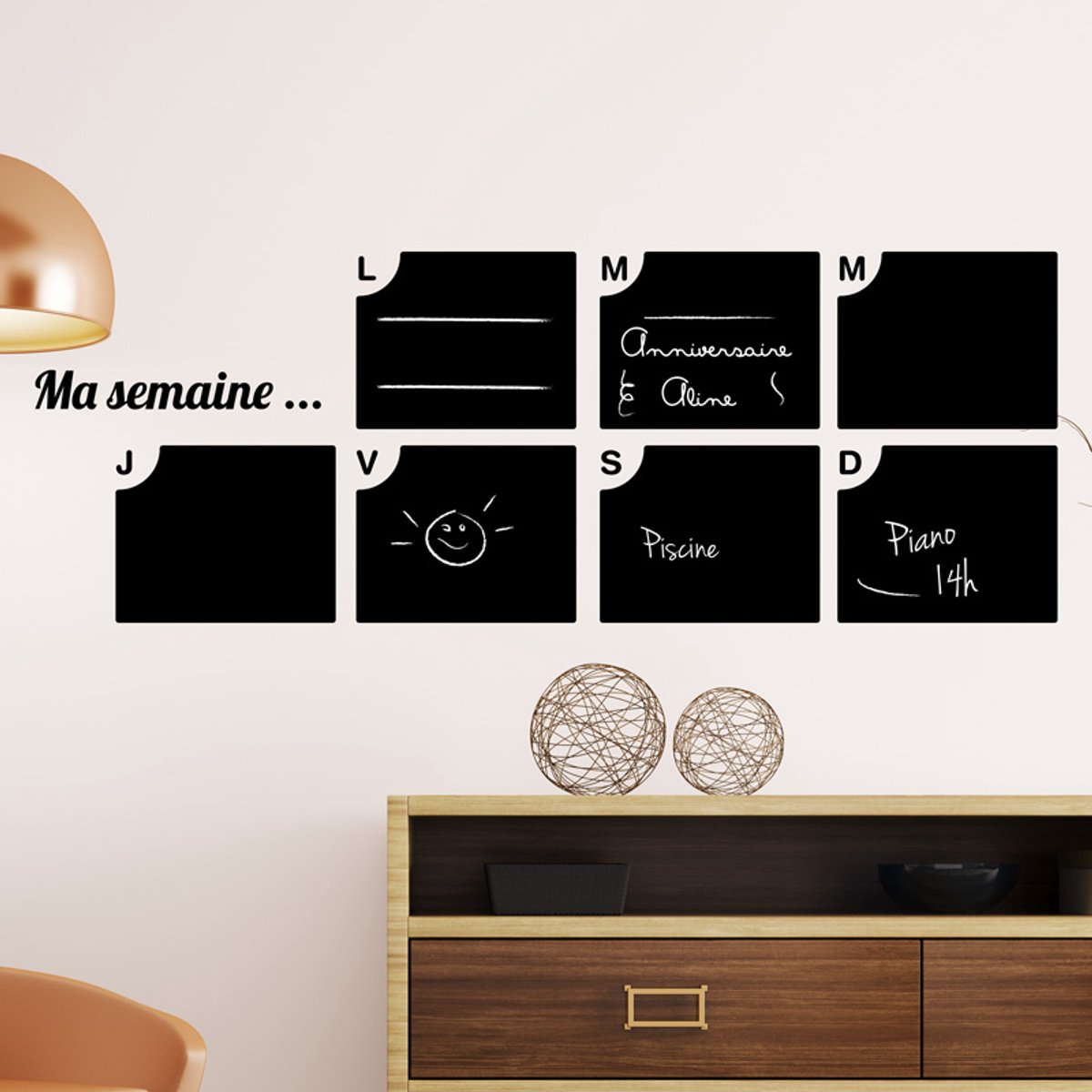 Ambiance Sticker Schoolbordsticker - uitwisbare zelfklevende muurstickers - MIJN WEEK... - 75x45cm Multi color