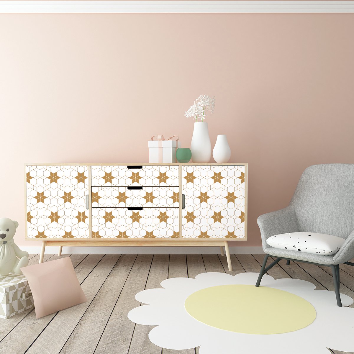 Ambiance Sticker Scandinavische meubelsticker, Storben, 60 x 90 cm Multi color