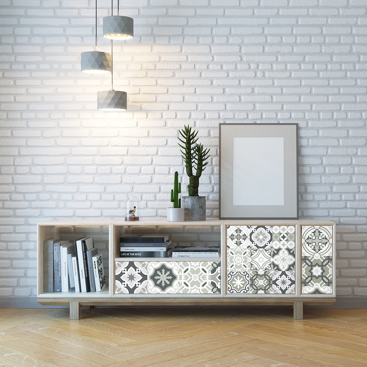 Ambiance Sticker Meubeldecoratiestickers - Zelfklevende stickers voor keuken en woonkamer - 24 Belinda cementtegel meubelstickers - 24 stickers 20x20cm Multi color