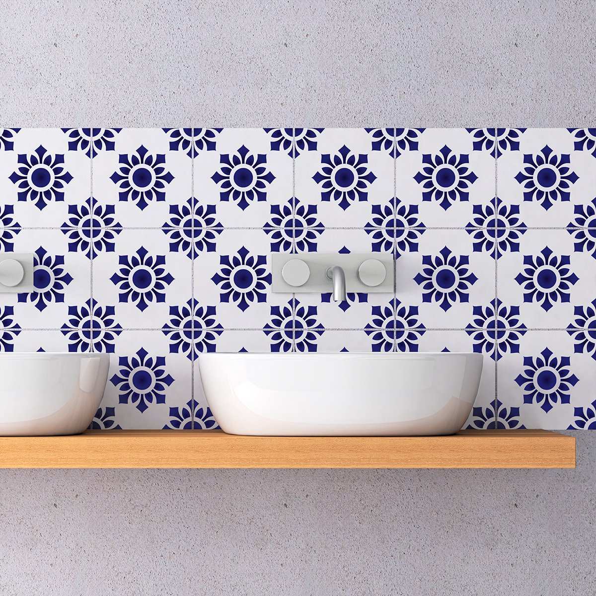 Ambiance Sticker Zelfklevende tegelmuurstickers voor keuken en badkamer - 9 Azulejos Mathéo tegelstickers - 9 stickers van 15x15 cm Multi color