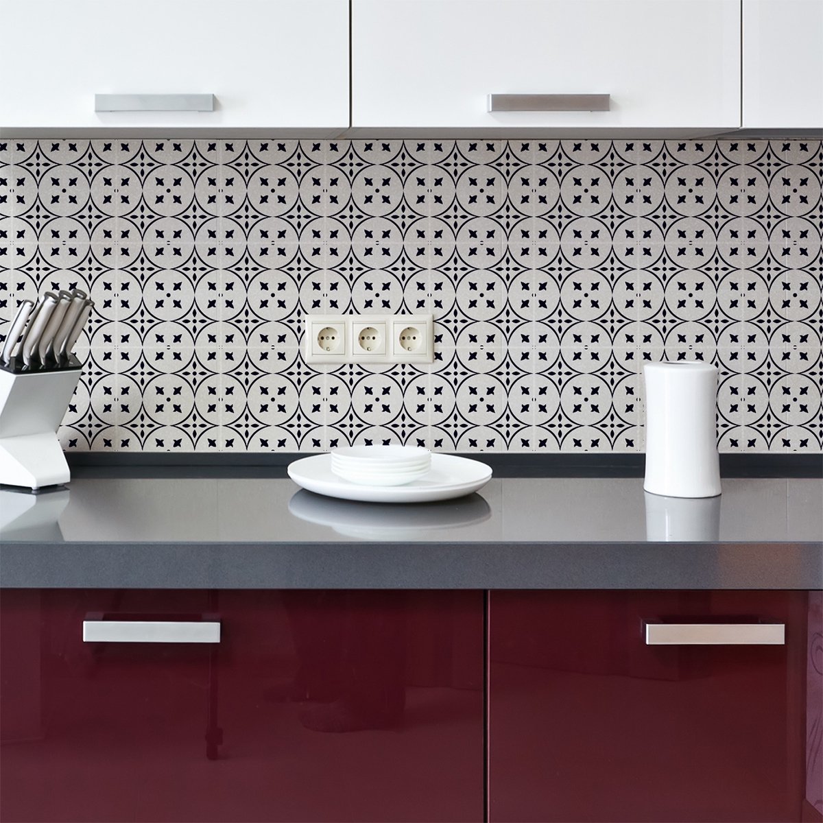 Ambiance Sticker Muurstickers - Zelfklevende tegelmuurstickers voor keuken en badkamer - 9 Katia Azulejos tegelstickers - 9 stickers, 20x20cm Multi color