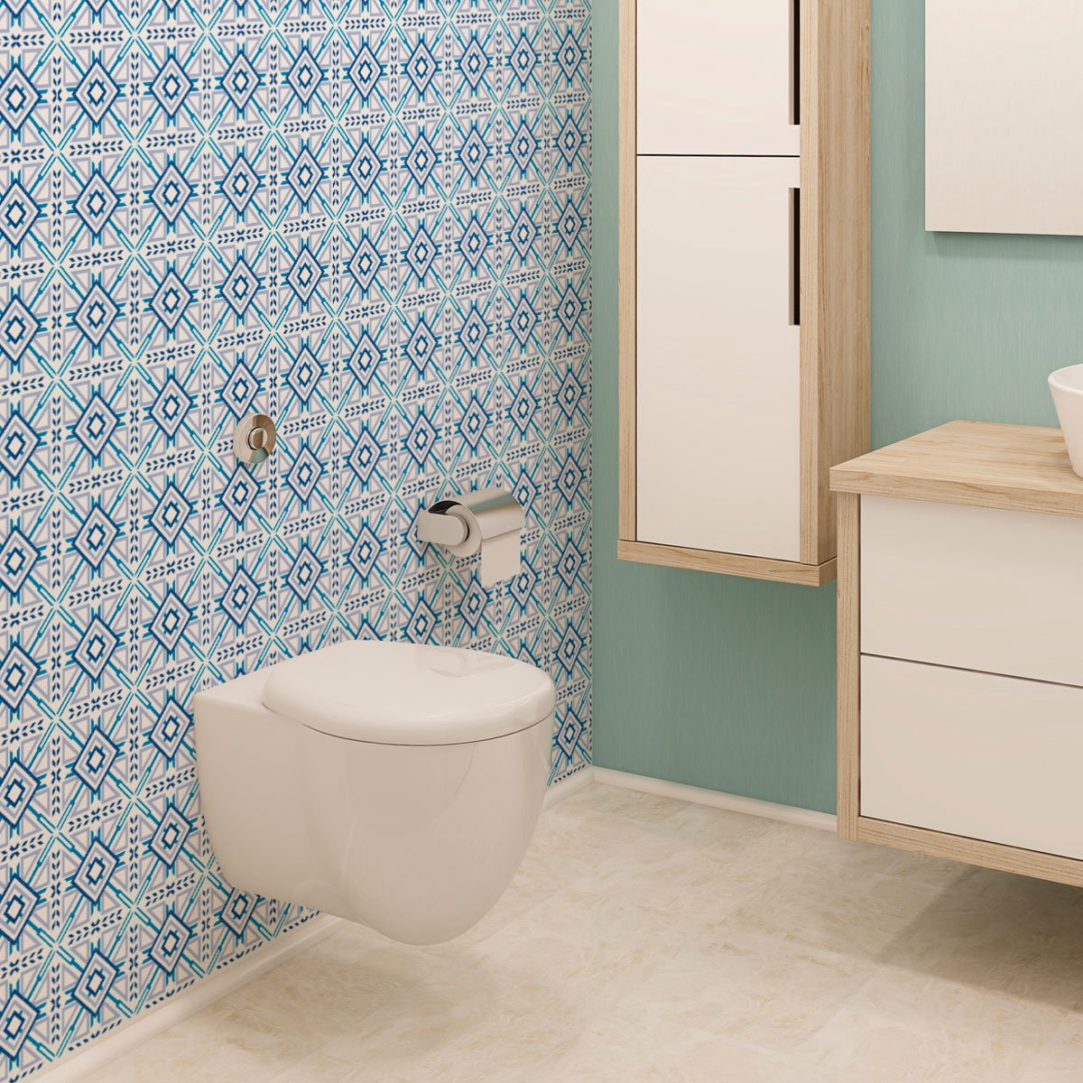 Ambiance Sticker Zelfklevende tegelmuurstickers voor keuken en badkamer - 30 cementtegelstickers, Azulejos Alejandra - 30 stickers, 10x10cm Multi color