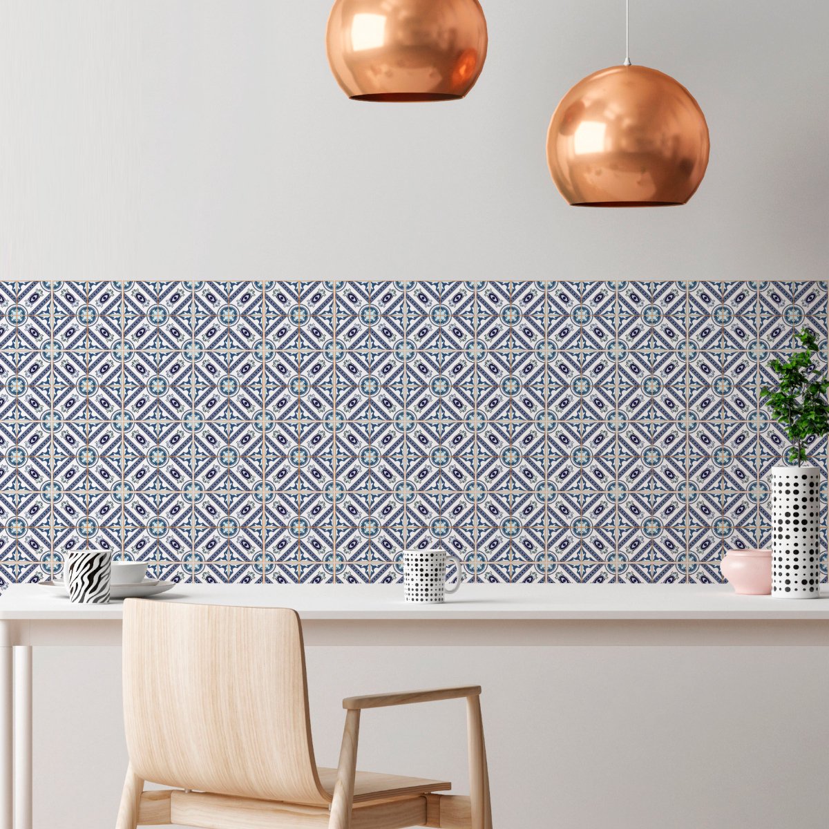 Ambiance Sticker Zelfklevende tegelmuurstickers voor keuken en badkamer - 30 cementtegelstickers, Azulejos Betta - 30 stickers, 10x10cm Multi color