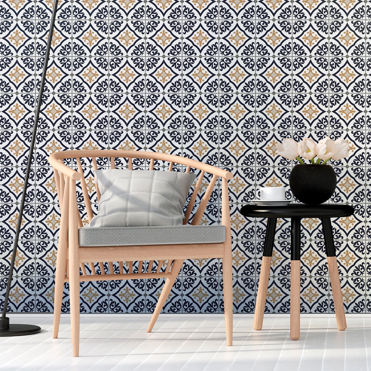 Ambiance Sticker Zelfklevende tegelmuurstickers voor keuken en badkamer - 24 Estrela Azulejo tegelstickers - 24 stickers 10x10cm Multi color
