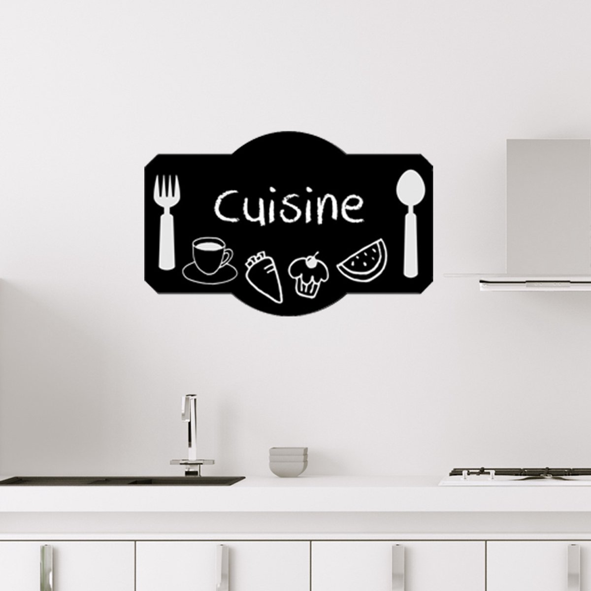Ambiance Sticker Schoolbordsticker - uitwisbare zelfklevende muurstickers - Keukenbladontwerp - 90x140cm Multi color