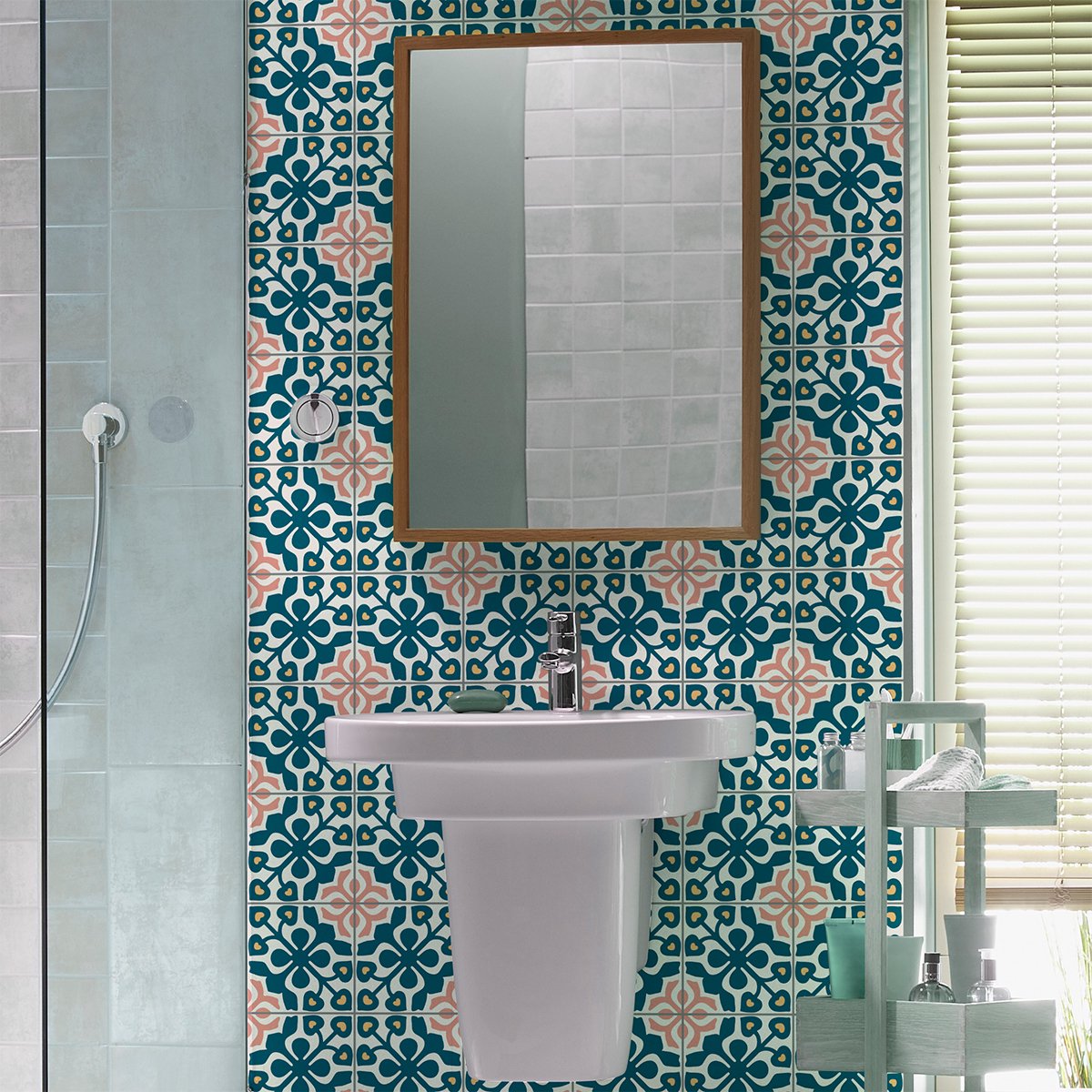 Ambiance Sticker Zelfklevende tegelmuurstickers voor keuken en badkamer - 24 Azulejos Callidora cementtegelstickers - 24 stickers 10x10cm Multi color