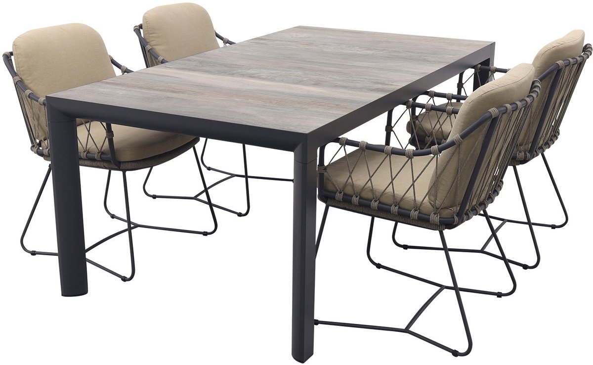 Taste Prego/Kings tuinset antraciet 180x100 cm. - 5-delig