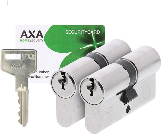 AXA Dubbel Cilinderslot - 30/30 mm - Ultimate Security+ - Veiligheidscilinder Vernikkeld - SKG** - incl. 6 sleutels - met Hotelfunctie