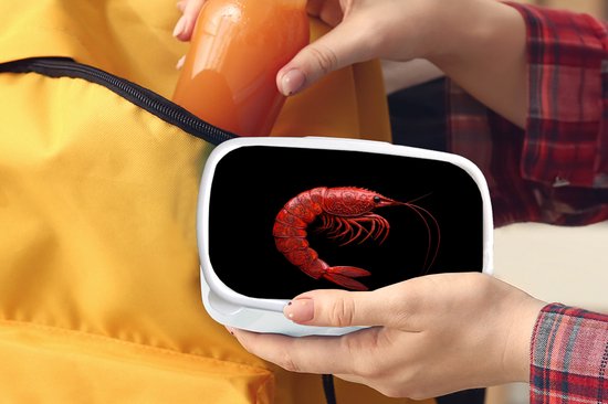 Boîte à pain blanche - Lunchbox Crevette - Rouge - Animaux - Boîte à lunch 18x12x6 cm