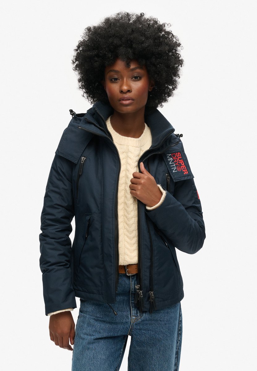 Superdry Mountain Windbreaker jas met capuchon Dames Marineblauw