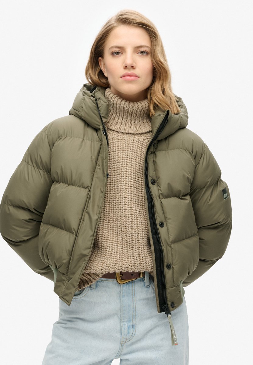 Superdry Sports Puffer bomberjack met capuchon Dames Gewatteerde jassen Groen