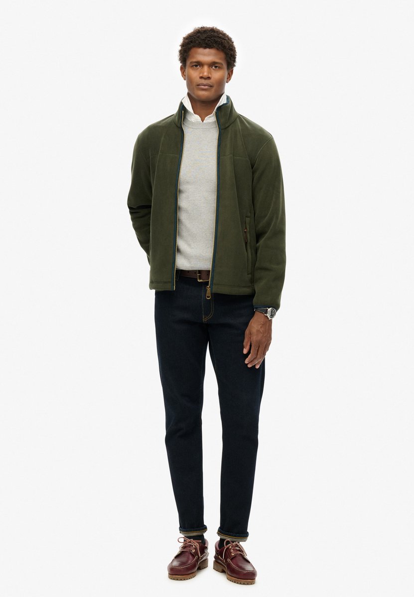 Superdry Estate fleece met volledige rits Heren Truien Groen