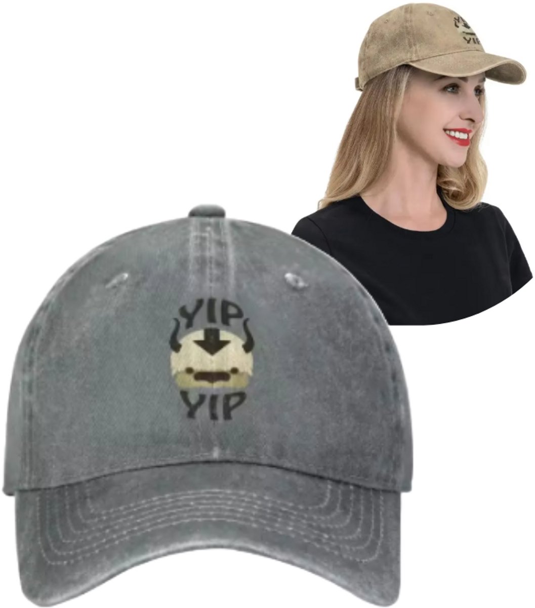 Appa Pet - Avatar The Last Airbender – Yip Yip Cap | Vintage Baseball Cap | Verstelbare Unisex Anime Hoed | Cadeau voor Avatar Fans | Aang | Momo | Sokka | Katara | Zuko | Luchtbison | Dad Petje | Hat