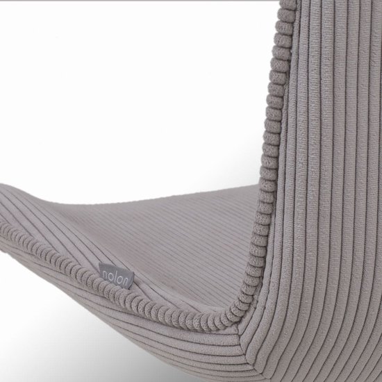 Nolon Nino-Fé Set de 2 Tabourets de bar Nervurés Grijs Chaud - Piètement Zwart - 75 cm - Chaise de Bar - avec Dossier - Tissu - Cuisine