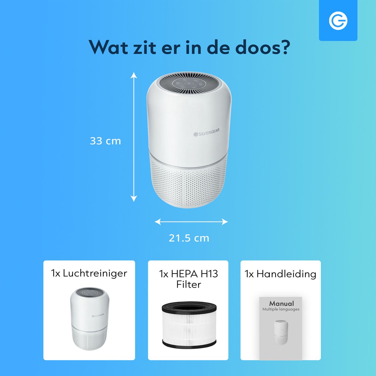 Luchtreiniger Pro met App en Vervangbare HEPA 13 Filter en UV-Lamp - Air Purifier - 165m3/u - Air Cleaner - 4 Standen - Koolstoffilter - Tegen Hooikoorts, Huisstofmijt, Allergie, Stof, Geur, Rook - Wit - Silvergear — afbeelding 7