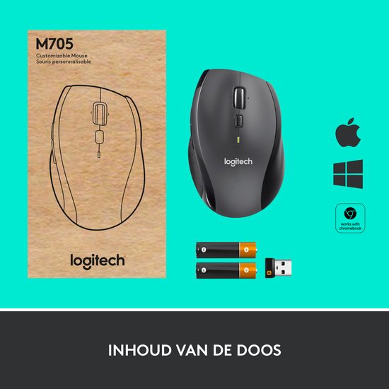 M705 Marathon Wireless Mouse, USB 2.4GHz