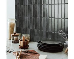 Pixi® Set van 5 zelfklevende 3D tegels - Tegelstickers - Plaktegels - Keuken - Badkamer - 29*22.9cm - Zwart / Antraciet