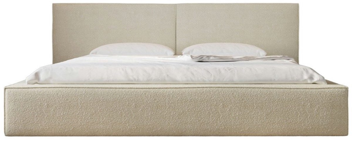 AJE Meubles B.V. Bed 06 - Gestoffeerd tweepersoonsbed met bouclé overtrek - 140x200 cm - Elegant en comfortabel - Beige (Anthology 3)