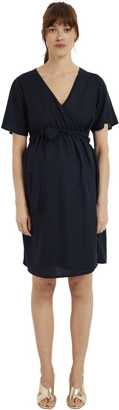 Zwangerschapsjurk met korte mouwen borstvoedingsjurk No Wear Bra Go Out Postpartum Borstvoeding Zomer Zwangerschapskleding Shirt Mouwloos, blauw, XL