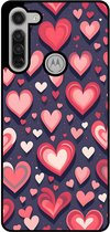 Smartphonica Telefoonhoesje Geschikt voor Motorola Moto G8 met Hartjes Opdruk - TPU Backcover Case With Heart Design geschikt voor Motorola Moto G8