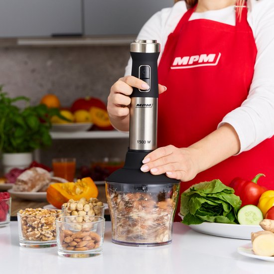 MPM Multifunctionele Staafmixer Set Inclusief Blender, Mixer & Accessoires | RVS | XL Mengopzetstuk - Hoog vermogen 1500W — afbeelding 3