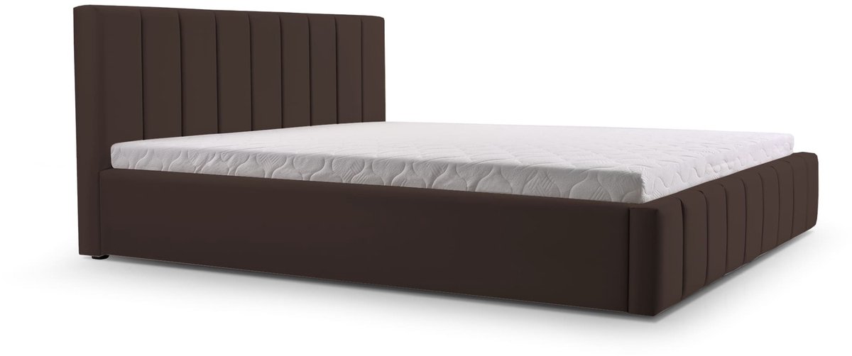 Bed 01 - Gestoffeerd bed met Fluweel Beklede Tweepersoonsbed - 140x200 cm - Elegant en Comfortabel - Donkerbruin (TRINITY 8)