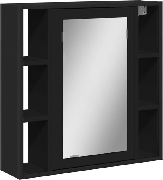 Badkamerspiegelkast, wandkast met spiegel - 3 planken - 50x30x12cm - Wit