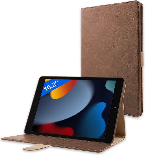 Bookcase de Luxe adapté à iPad 2021 2020 2019 Cover Marron - 10,2 pouces - Convient pour iPad 7e 8e 9e génération Cover - Case Case Cover