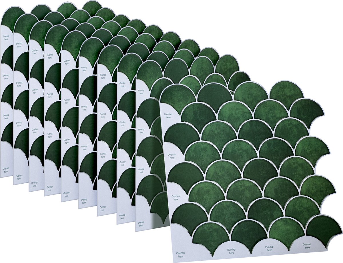 Dekorix plaktegels - Set van 10 zelfklevende tegels - Tegelstickers - Keuken - Badkamer - 25.5*25.5cm - Groen