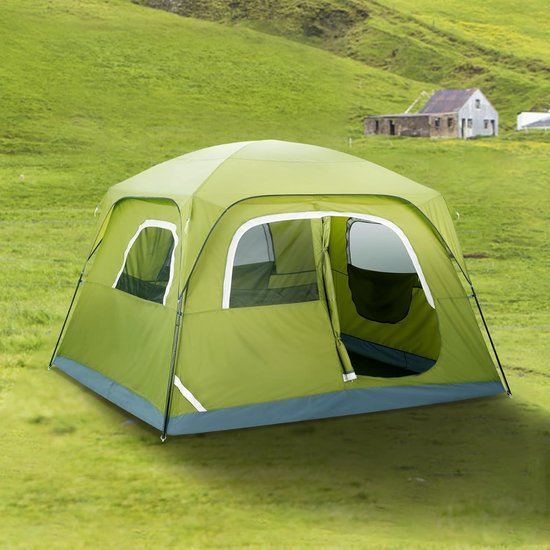 Kampeertent - Tenten - Camping - Waterdichte Familietent - Kamperen - Directe Opzet - Max 6 Personen - Groen van Merkloos — afbeelding 3