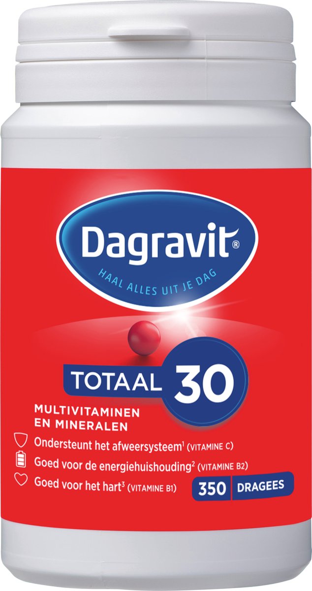 Goedkoopste Dagravit Totaal 30 Multi - Multivitaminen en mineralen - Familie voordeelverpakking - Ondersteunt de afweer van het lichaam (1) - 350 dragees