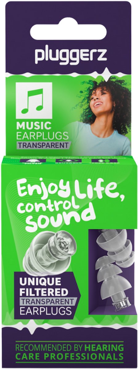 Pluggerz earplugs Music Uni-Fit - Transparant - Festival oordopjes - Gehoorbescherming - 22dB - Met filter