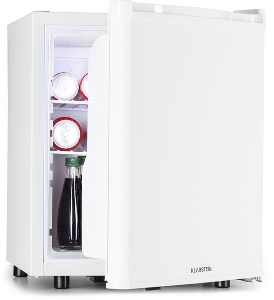 Klarstein Mini-koelkast 45L Stil 26dB Witte Drankkoeler Met LED Glazen Deur Temperatuur 5-22°C