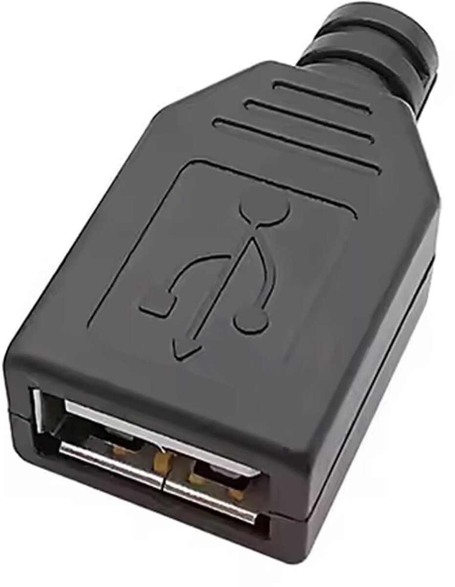 USB Connectror - USB A Female - Soldeerbaar - Zwart - 1 stuks